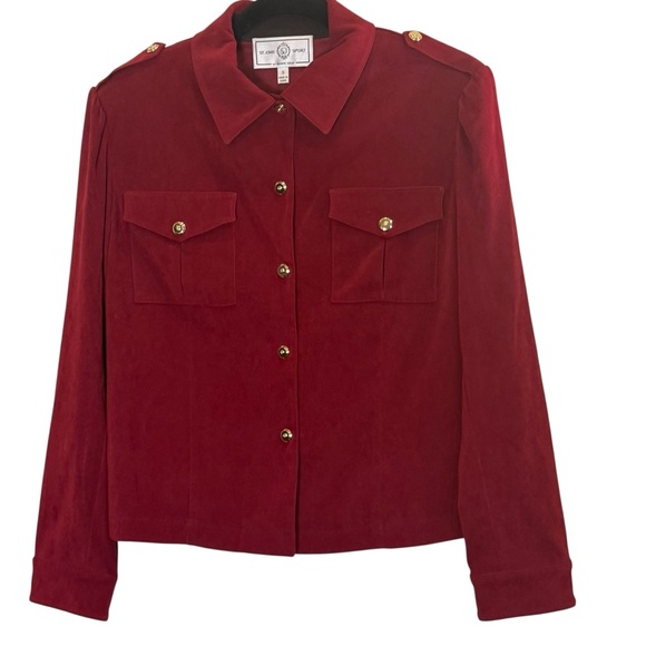St John Sport Jackets & Blazers - St. John Sport Crimson Vintage Military Inspired Blazer with Gold Accents sz S